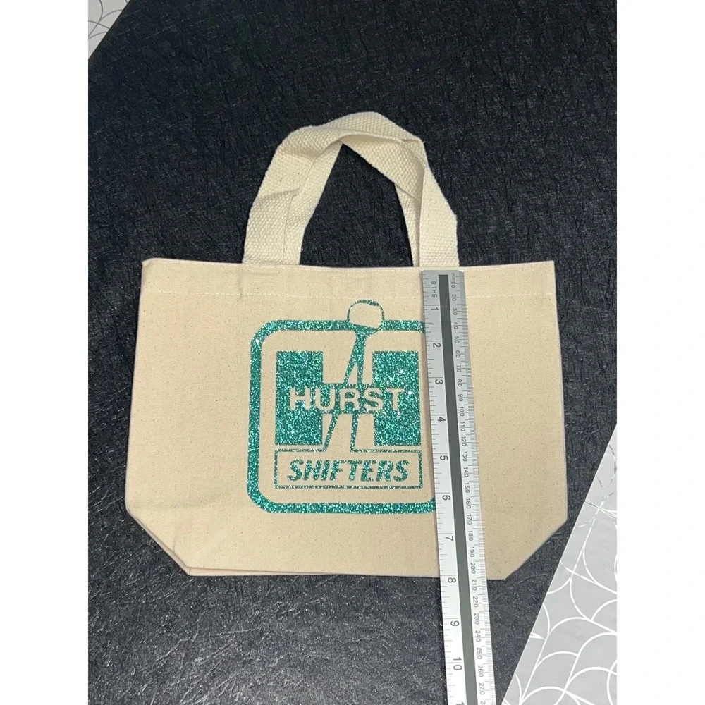 Hurst Shifters Canvas Mini Tote Bag Unisex Small Cream Excellent Glitter Logo